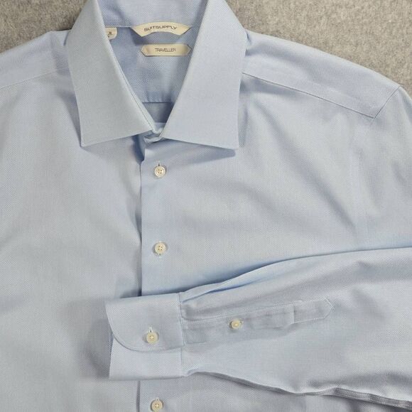 SuitSupply Shirt Striped Traveller 39 15.5 Slim Fit Cotton - Picture 1 of 11